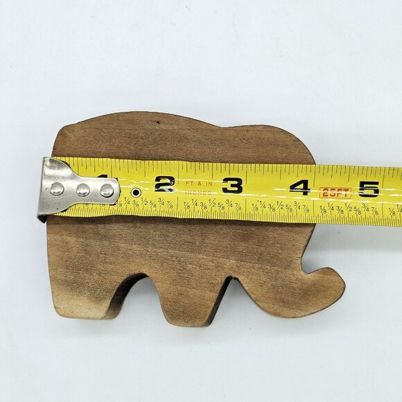 Vintage Hand Carved Wood Block Elephant Figurine Toy Signed Dated 80s Handmade - Picture 10 of 10